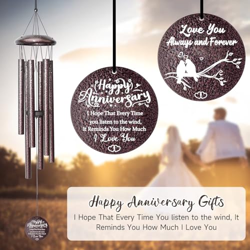 Anniversary Wind Chimes Gifts for Men Women, Happy Anniversary Decorations, 25" Wind Chimes Romantic Gift for Couple, Parents, Wife, Husband, Friends (Mr & Mrs - size: Mr & Mrs Anniversary Gift