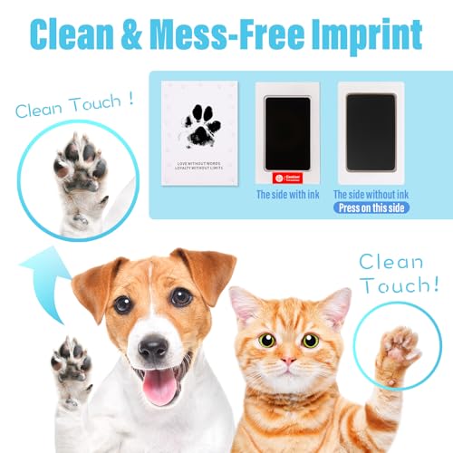 Pet Paw Print Impression Kit – Inkless Ink Pad for Dogs and Cats, Dog Nose Print Kit, Paw Print Keepsake,Non-Toxic Pet Impression Kit,Memorial Gifts for Pets（Black,4 Pack）