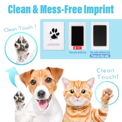 Pet Paw Print Impression Kit – Inkless Ink Pad for Dogs and Cats, Dog Nose Print Kit, Paw Print Keepsake,Non-Toxic Pet Impression Kit,Memorial Gifts for Pets（Black,4 Pack）