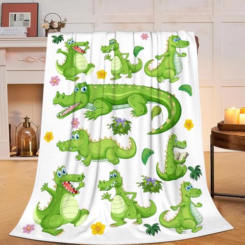 Alligator Blanket Super Soft Warm Crocodile Fleece Throw Blanket Cozy Fluffy Cartoon Alligators Animal Lightweight Flannel Gifts Blankets for Kids Adults 50"X40" - color: Alligators, size: 50"x40"