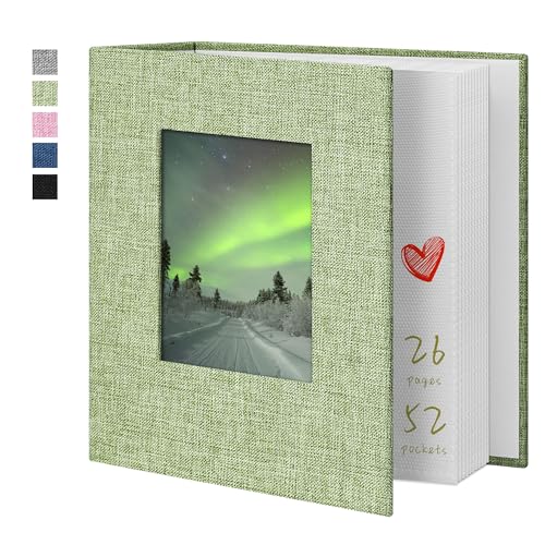 Photo Album 4x6 52 Pockets Photo Albums with Linen Cover Picture Albums for Family, Wedding, Baby, Photo Book Holds Vertical Pictures GrassGreen - color: GrassGreen, size: 52 Pockets