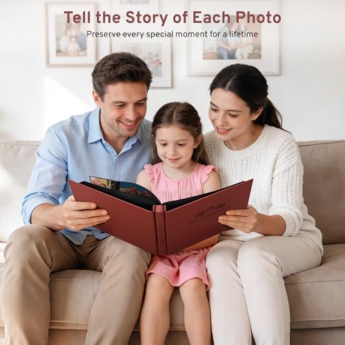 DazSpirit 4x6 Photo Album, 600 Pockets, Leather Cover, Slip-In Pages | Embossed Leather Cover, Extra-Large Memory Book for Wedding, Baby, Anniversary and Family Photos, Brown - color: Brown
