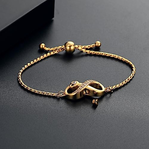 Urn for Ashes Infinity Bracelet for Women Girl Cubic Zirconia Cremation Keepsake Jewelry Gift for Human - color: Gold