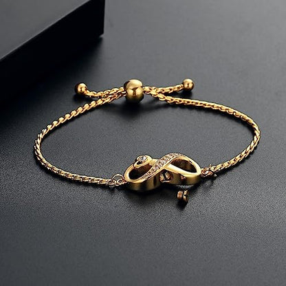 Urn for Ashes Infinity Bracelet for Women Girl Cubic Zirconia Cremation Keepsake Jewelry Gift for Human - color: Gold