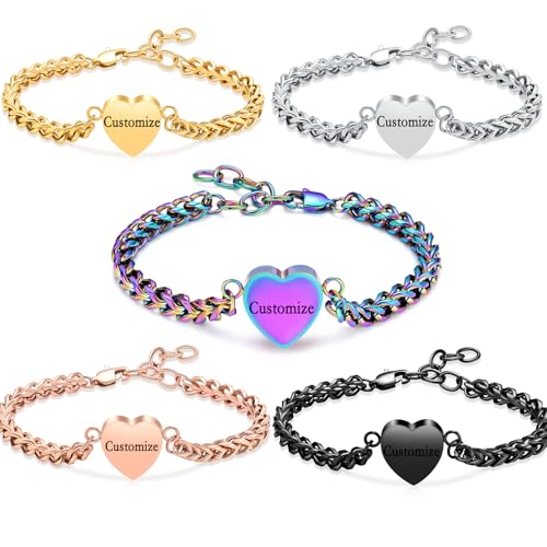 Heart Cremation Urn Bracelet for Ashes, 316L Stainless Steel Memorial Jewelry, Adjustable Cuban Link Keepsake Bracelet for Pet/Human Loss, Filling Tools & Gift Box Included - color: Customize