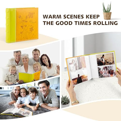 Photo Album Hold 200 4x6 Photos with Memo Writing Space (Orange&Yellow) - color: Orange & Light Yellow