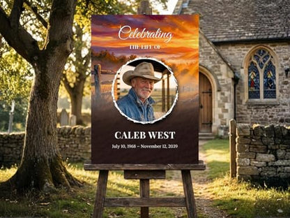 Western Cowboy Funeral Welcome Sign, Celebration of Life Welcome Sign, in Loving Memory Sign, Celebration of Life, Celebration of Life Sign, Memorial Sign with Photo,Funeral Welcome Sign #Tfo12 - color: Version #20