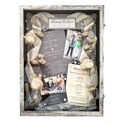 Large Shadow Box Frame 18x24 Display Case, White Wedding Bouquet Memory Box - color: Rustic White, size: 18"x24" (45.7x61.0 cm)