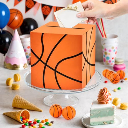 Basketball Card Box Sports Party Favors Post Box Cardboard Receiving Money Holder for Basketball Theme Wedding Reception, Baby Showers, Anniversary, Birthday Party, Table Centerpiece Decorations - style: Basketball