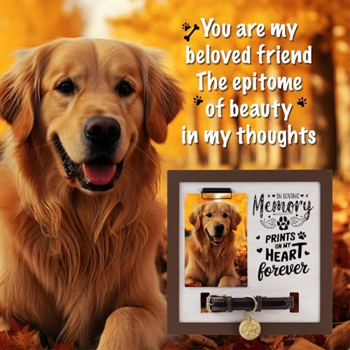 Pet Memorial Frame with Collar Holder, Personalized Dog & Cat Loss Keepsake | Honor your beloved pet with a personalized memorial frame featuring a collar holder, photo display, and lasting keepsake.