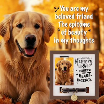 Pet Memorial Frame with Collar Holder, Personalized Dog & Cat Loss Keepsake | Honor your beloved pet with a personalized memorial frame featuring a collar holder, photo display, and lasting keepsake.