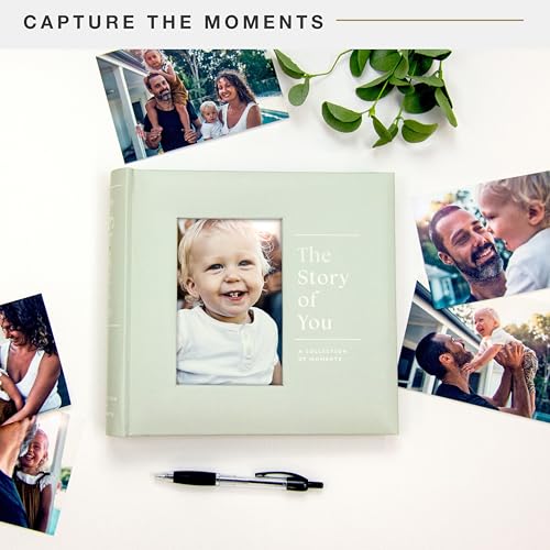 MCS The Story Of You Sage Linen Photo Album, 200-Pocket, 4x6, 12x12 Pages | Scrapbook-Style Keepsake Photo Album With Memo Space, Clear Side-Loading Pockets, Thoughtful Gift - style: Story of You
