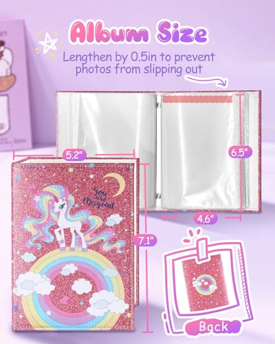 Slohif Photo Album for kids 4x6 Pictures Leather Small Baby Memory Book Keepsake for My First Family 100 Pockets Personalized Photobook for Boys Girls Toddler Travel Birthday Anniversary Rainbow - style: Rainbow