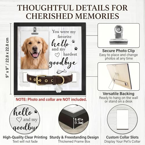 3 Pcs Dog Memorial Picture Frame Memorial Bracelet Set, Pet Memorial Frame with Collar Holder Sympathy Paw Print Friendship Bracelets, Pet Memorial Gifts for Loss of Dogs or Cats