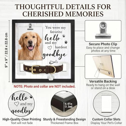 3 Pcs Dog Memorial Picture Frame Memorial Bracelet Set, Pet Memorial Frame with Collar Holder Sympathy Paw Print Friendship Bracelets, Pet Memorial Gifts for Loss of Dogs or Cats