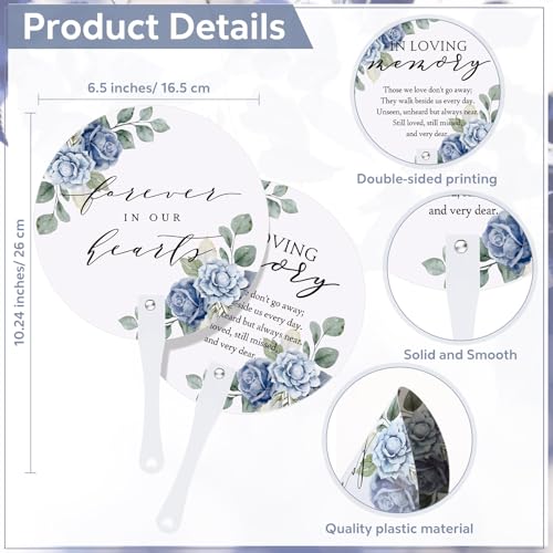 Teling 50 Pcs Funeral Favors Fans Memorial Plastic Celebration of Life Handheld Fans with Plastic Handle Hand for Funeral Guests Services Condolence Sympathy Gift Supplies(Blue Flower) - style: Blue Flower