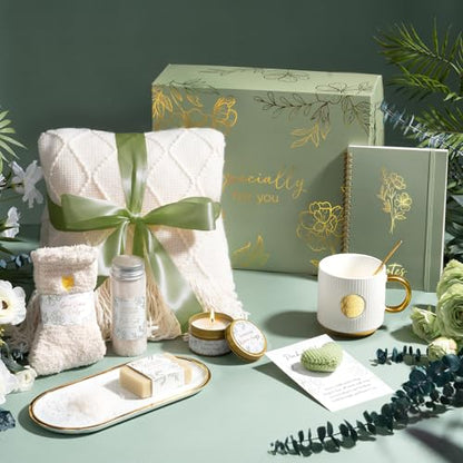 Birthday Self Care Gifts for Women Get Well Soon Gift Baskets Care Package | Sympathy Spa Gift Baskets Thinking of You Christmas Inspirational Surgery Recovery Gifts Set for Mom Her Wife Sister Friends - color: Beige