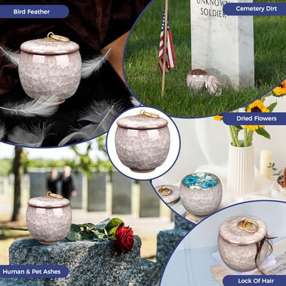 Small Urns for Human Ashes Keepsake, Ceramic Ice Crack Memorial Keepsake Cremation Urns Token Urns Mini Sharing Funeral Urns with Black Premium Box,White - color: White