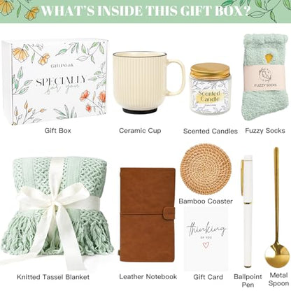 Gifts for Women, Get Well Soon Gifts for Women, Sympathy Care Baskets, Thinking of You Care Package, Self Care Gifts, After Surgery Feel Better Gifts Blanket (Sage Green） - color: Sage Green