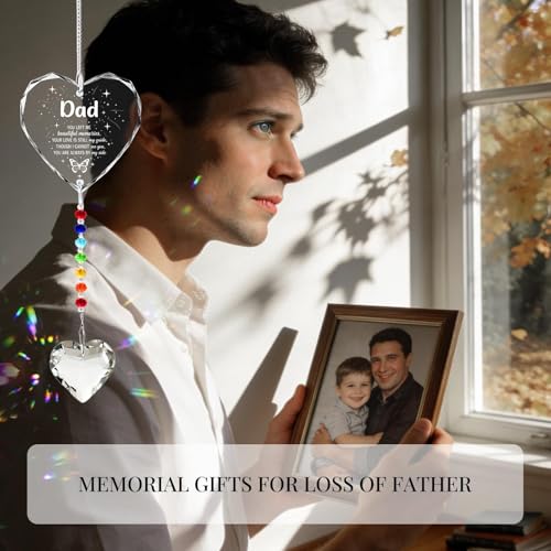 Hegelda Memorial Gifts for Loss of Dad Crystal Suncatcher Ornaments - style: DAD