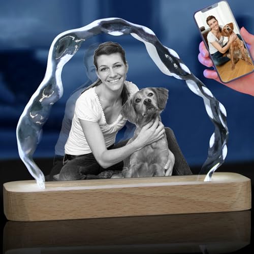 Personalized Dog Memorial Gifts,Custom 3D Crystal Photo for Dog or Cat,Pet Memorial Keepsake,Sympathy Gift for Pet Loss,Remembrance Gift for Pet Lovers - color: Ice 150