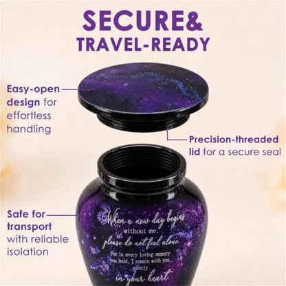 Emvency Urn for Ashes, Mini Metal, Keepsake Sharing Urns, Purple - color: Purple Butterfly