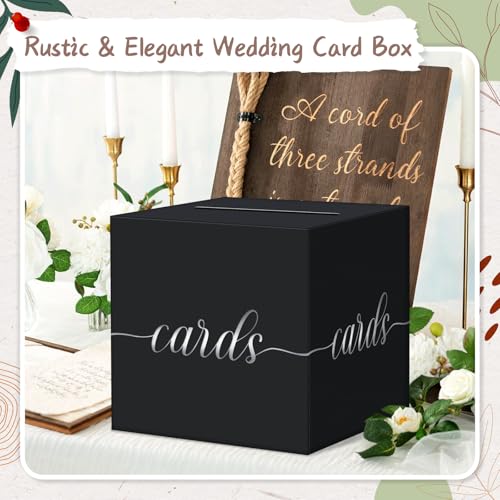 Elegant Black Wedding Card Box, Silver Foil Gift Card Box Holder for Party - color: Black and Silver Foil
