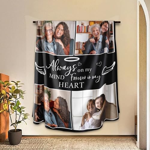 Arovene Ship Next Day, Custom Memorial Blanket with Photo - Printed in USA, A Hug from Heaven Blanket, Personalized Sympathy Gifts for Loss of Loved One Dad Mom Husband Wife Friend Dog Memorial Gifts - color: Style 03