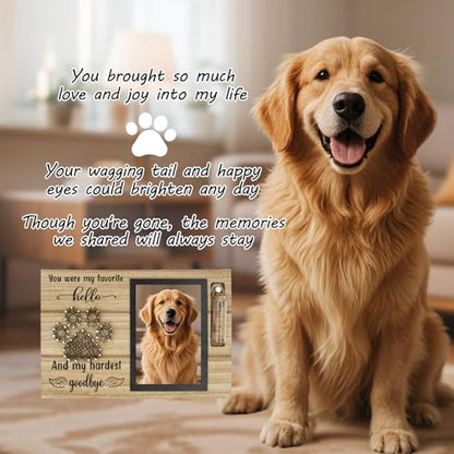 Dog Memorial Gifts for Loss of Dog, Picture Frame for 4.3x6.3in Photo with a Glass Bottle for Collect Hair, Loss of Dog Sympathy Gift - Cat Pet Bereavement Remembrance Picture Frame