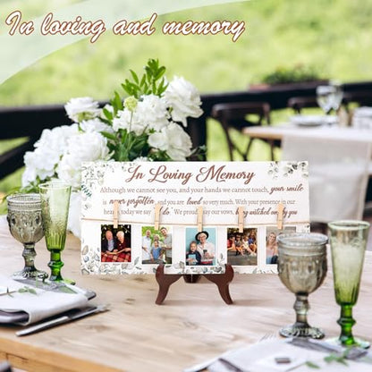 RattanView Wood Memorial Table Sign with 5 Clips Wedding, Eucalyptus 2 - style: Eucalyptus 2
