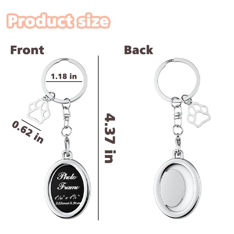 Pet Photo Frame Memorial Keychains for Loss of Pet Sympathy Gifts for Dog Loss Paw Print Key Chains for Pet Lovers Remembrance Gift for Women Men Picture Frame Keychain for Women Men