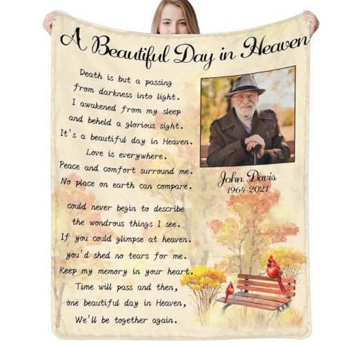 Custom Memorial Blanket with Picture Personalized Sympathy Remembrance Condolences Bereavement Gifts Sympathy Gifts for Loss of Loved One Mother Dad Grandma Grandpa Sister Daughter Friend - color: Design11