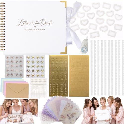 Letters to the Bride Scrapbook Kit, Bridal Shower Guest Book Alternative - color: white