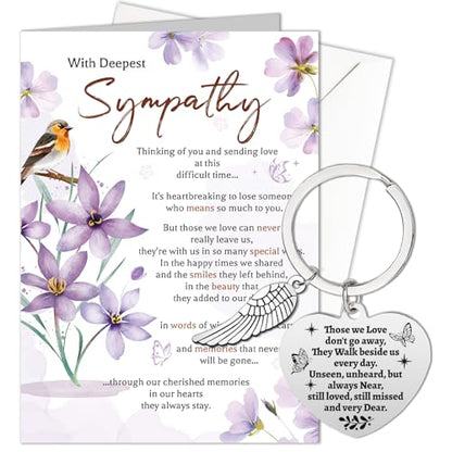 HOWAF Sympathy Card Greeting Cards, Sympathy Cards Thinking of You Cards, Sympathy Gifts, Bereavement Gifts, in Memory of Loved One Gifts, Condolences Card with Memorial Keyring for Memorial Gift
