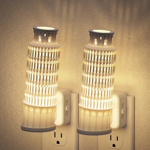 JandCase Night Lights Plug into Wall, 3000K Plug in Night Light 2 Pack - color: Leaning Tower of Pisa, size: 2 Pack