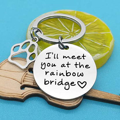 Xiahuyu Pet Memorial Keychain Gift I'll Meet You at The Rainbow Bridge Keychain Pet Loss Gifts Sympathy Gift for Dog Lovers Remembrance Gifts for Pet Owner