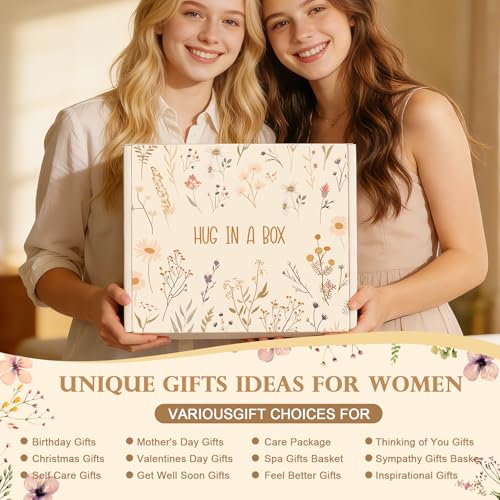 Get Well Soon Gifts Baskets for Women Self Care Package After Surgery Gifts | Feel Better Hug In a Box Gifts for Women Cancer Sick Friends Mom Her, Inspirational Thinking of You Recovery Gifts w/ Blanket - color: White-Get well