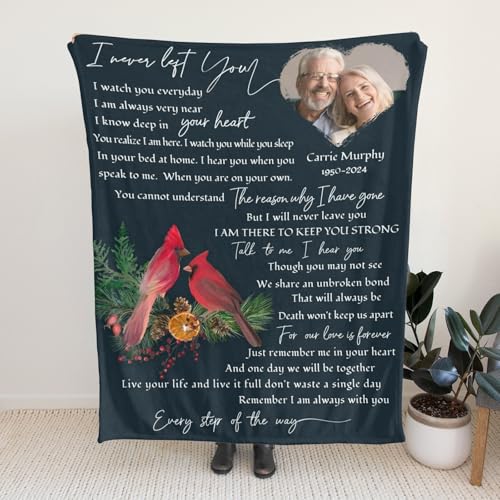 Personalized Memorial Blankets with Photos, in Memory of Loved One Gifts, Sympathy Bereavement Cardinal Blanket for Loss of Mom Dad Grandma Husband Son Daughter - color: New Arrivals-2