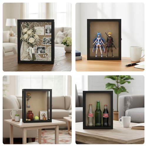 13x16x6 Extra Black Deep Shadow Box with 3 Removable Panels,Black - color: Black, size: 13x16x6