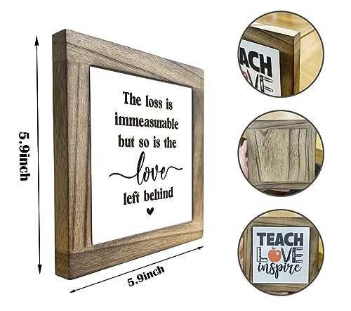 Gkwa Memorial Sign, Box Wood Plaque Desk Décor, 5.9x5.9x0.7 inches, Pine, Rustic Design, Ideal Condolence Gift