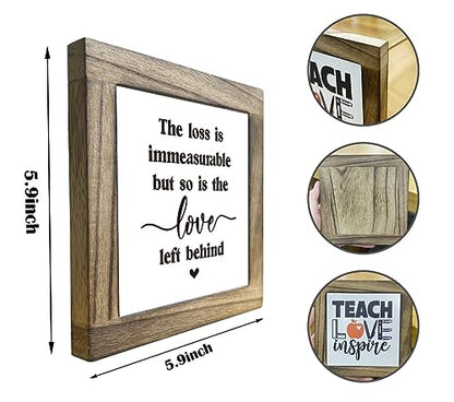 Gkwa Memorial Sign, Box Wood Plaque Desk Décor, 5.9x5.9x0.7 inches, Pine, Rustic Design, Ideal Condolence Gift