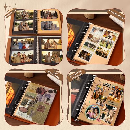 Scrapbook Album, 32 Self-Adhesive Pages & 20 Kraft Writing Pages, DIY Memory Book with Storage Envelope, Holds Up to 120 Photos, Photo Album Craft Set for Wedding Anniversary Family Vacation - color: Blue