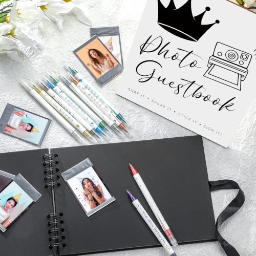 AmazingSpark Birthday Guest Book Set Memory Photo Guest Book Black Gold Decoration Birthday Gift for Men Women Wood Signature Photoprop Party Supply Sign Picture Album for Party Event(40th) - size: 40th