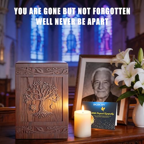 DGDCDV Cremation Urns for Human Ashes Adult Male Female | Wooden Carved Tree of Life Urns Box for Men Women Large Up to 220 lbs,Burial Funeral Memorial Urns for Ashes,Pets Cat Dog Urn - size: Large - Adult Urn