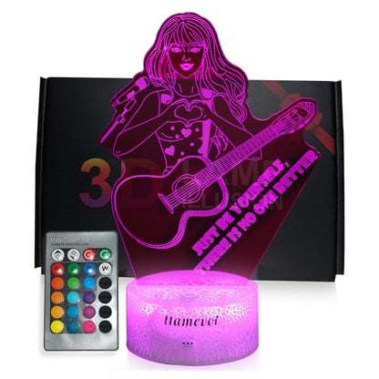 Girls Gift Night Light, Singer Meme Girl Birthday Gift Guitar, 3D Lamp Gifts Toys for Girls with Taylor Quotes Merch Remote RGB Color Changing, Gifts for Fans, Music Lover, Christmas Birthday Women - style: Meme