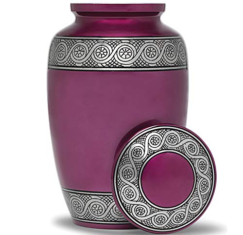Eternal Harmony Cremation Urns for Human Ashes - Large Adult Size for Men & Women | Decorative Funeral Urns with Handcrafted Designs | Honor and Remember Your Loved Ones | Holds Up to 210 Cubic Inches - color: Purple