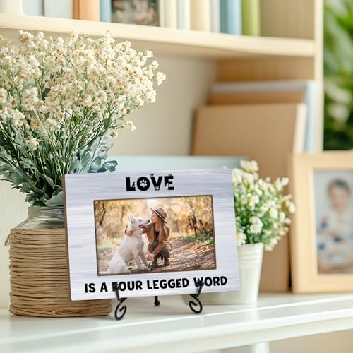 Yuansail Dog Picture Frame - Love Is a Four-Legged, Dog Photo Frames, Pet Memorial Gifts For Mom Dad, Paw Print Picture Frame, Pet Lover Gift, 4x6 Photo Frames Wood Horizontal -92 - color: paw-05