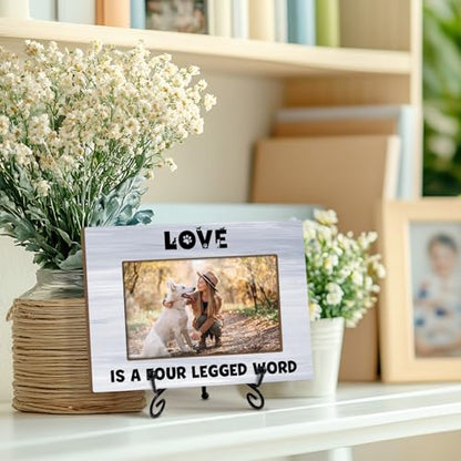 Yuansail Dog Picture Frame - Love Is a Four-Legged, Dog Photo Frames, Pet Memorial Gifts For Mom Dad, Paw Print Picture Frame, Pet Lover Gift, 4x6 Photo Frames Wood Horizontal -92 - color: paw-05