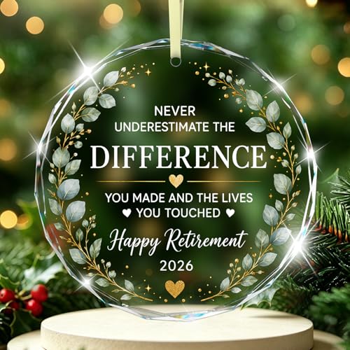 Retirement Gifts for Men Women Coworker 2026,Glass Christmas Ornament Retired Gift for Friends, Family,Teacher, Nurse, Boss, Employee - color: Difference-retirement Glass B