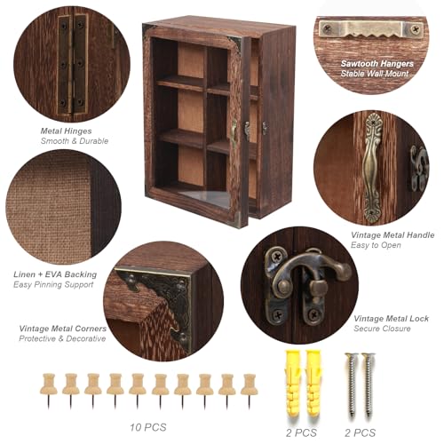 Shadow Box Frame 12x16, 4.7 inches deep, Display Case with Removable Shelves & 6 Compartments, Large Memory Box for Photos, Keepsakes, Wedding, Collectibles - color: 11x16 Carbonized